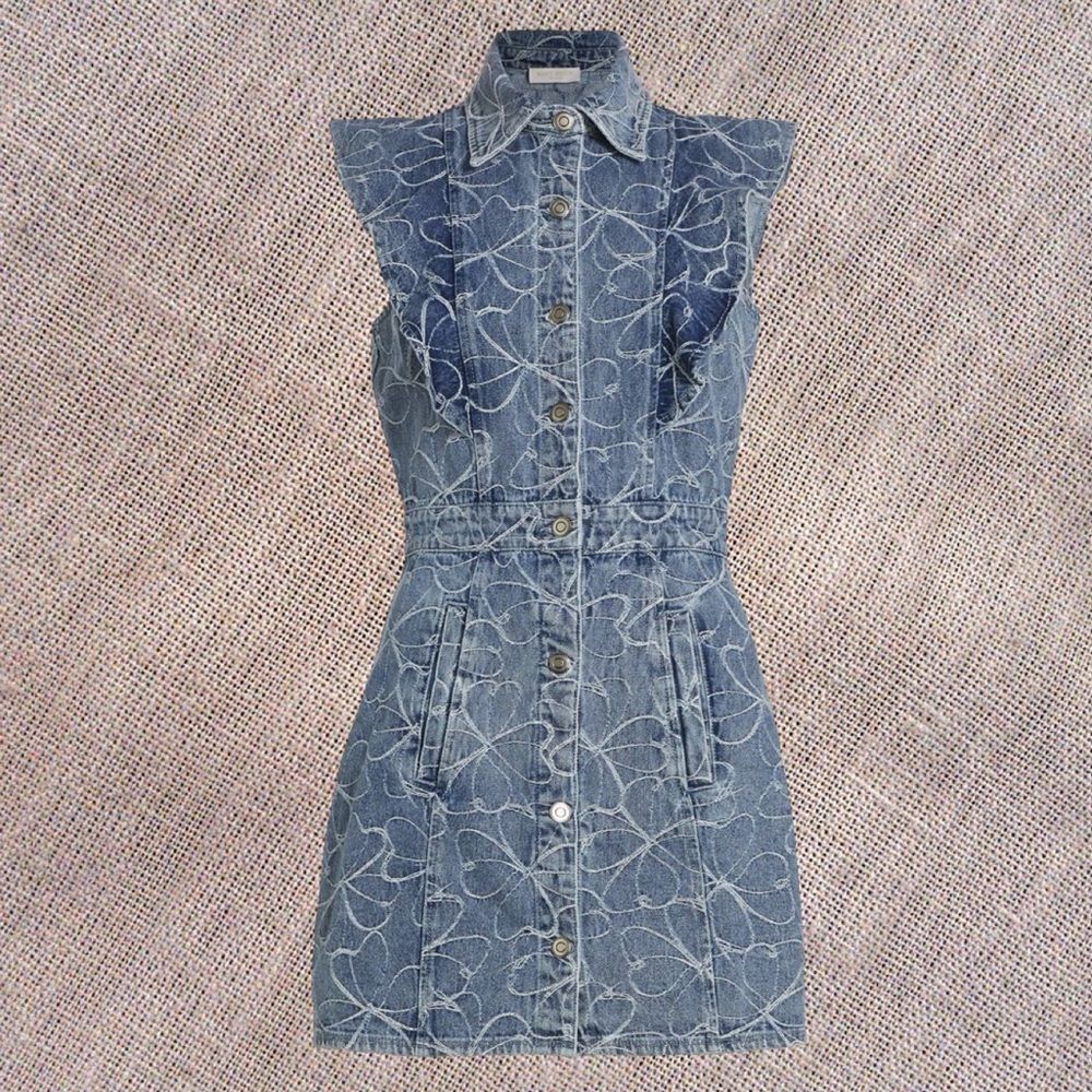 Ramy Brook Marlowe Floral-Embroidered Denim Mini Dress - Picture 12 of 14